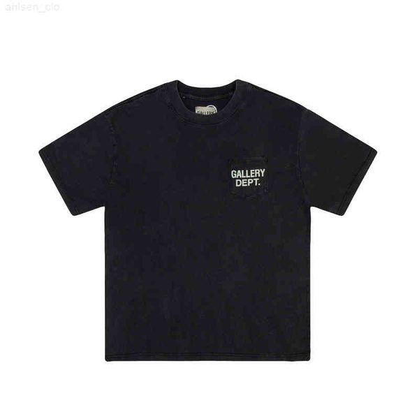 

fashion gallerydept t shirt spring 2022 early wash used pocket printed letters short sleeves, White;black