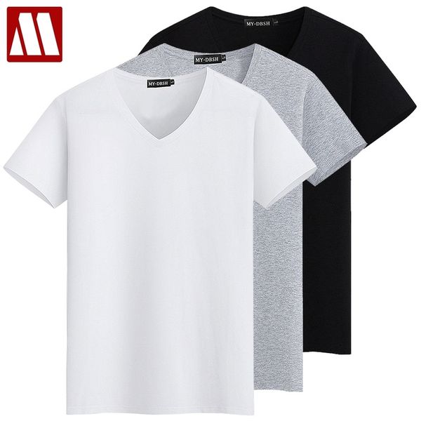 

3 pieces/lot plus size 5xl basic tees men summer cotton t-shirts short sleeve men's tee solid clothes man clothing 220421, White;black