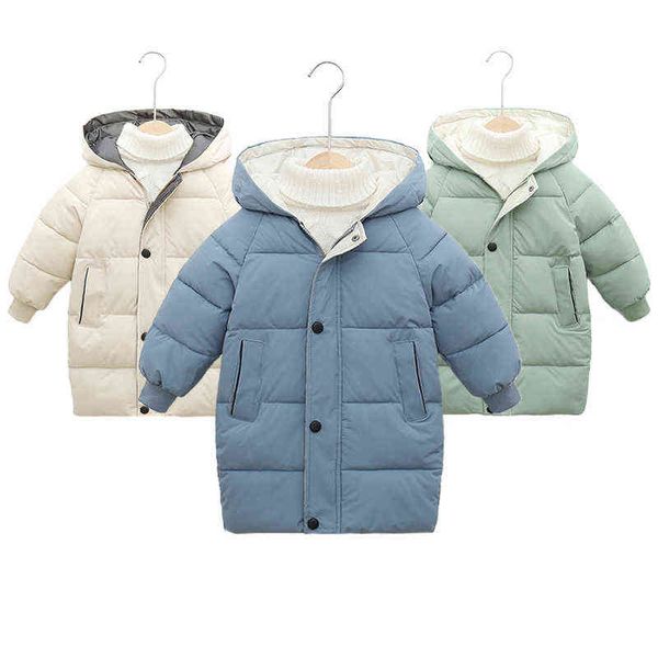 Lange Stil Winter Mädchen Mantel Warm Halten Mode Plus Samt Herbst Jungen Mantel Weihnachten Geburtstag Geschenk 4-10 Jahre kinder Kleidung J220718