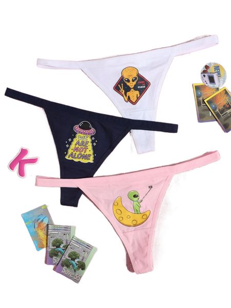 

3pack cartoon graphic panty j8in#, Black;red