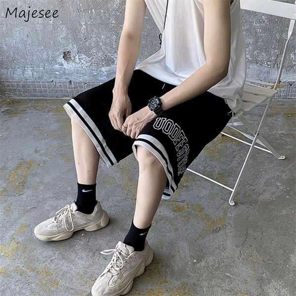 

men casual shorts letter printed young summer breathable running drawstring knee length trousers harajuku basketball ulzzang bf 220621, White;black