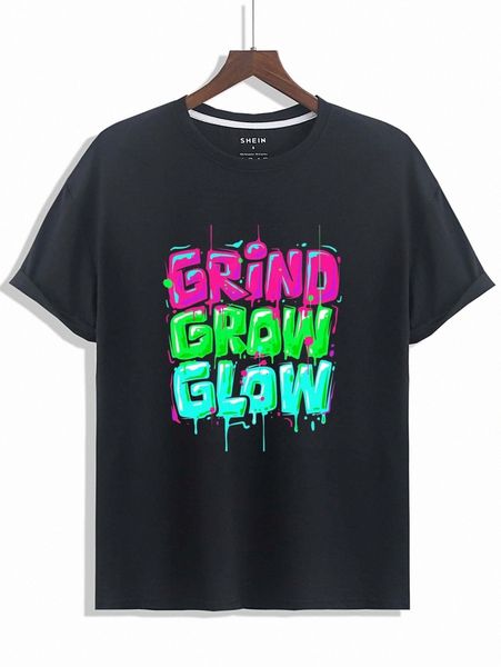 

men letter graphic drop shoulder tee 54kw#, White;black