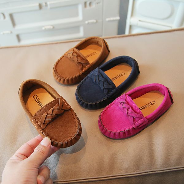 

Baby Boys Girls Leather Shoes Children Loafers Slip-on Soft Leather Kids Flats Fashion Design Toddlers Big Boys Size 21-35, Rose