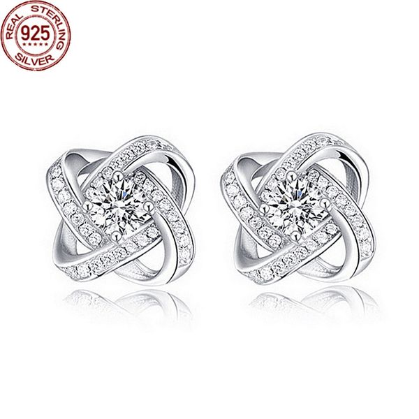 

2022 925 silver stud earrings charms charm fashion zircon creative rotating clover ornaments female's western jewelry, Golden