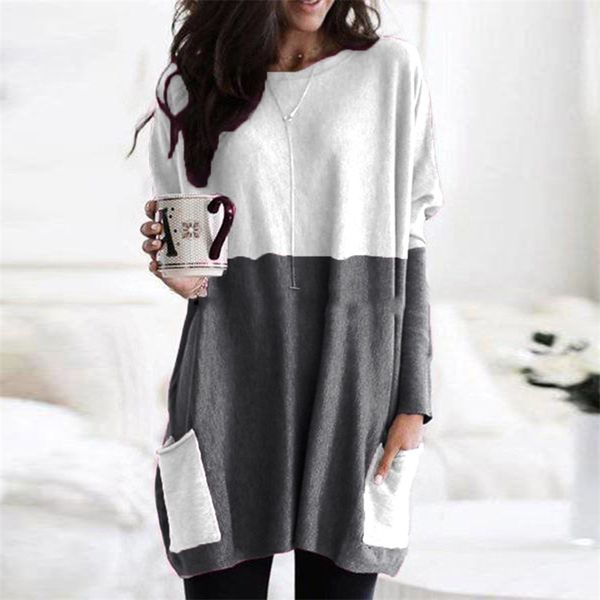

women and bloues autumn winter style fashion casual long shirt casual long sleeve pullover robe chiffon blouse 210226, Black;gray
