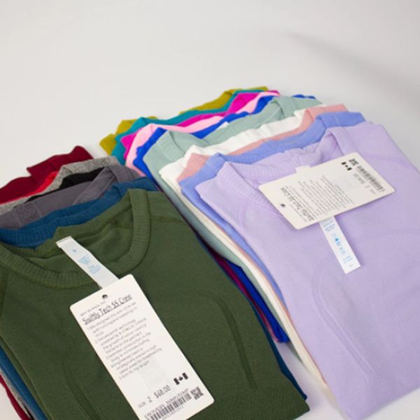 

women's short sleeve yoga t shirts quick dry breathable sports nylon workout nude t-shirt women t-shirt lu