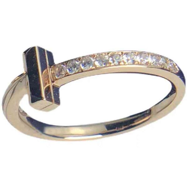 

zxl9 t family t1 ring sterling silver plated 18k gold-plated semi diamond t1 series tail ring set with diamond couple ring t-word is versati