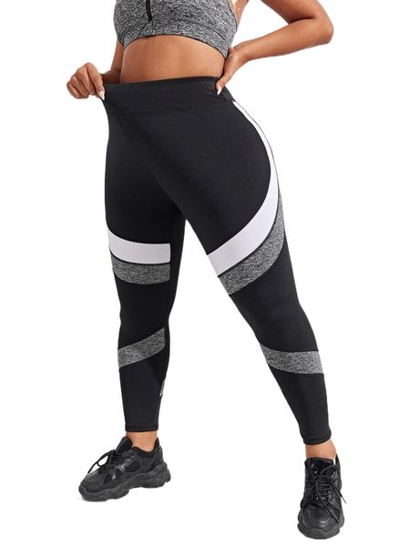 

plus colorblock high waisted sports leggings z9gt#, Black