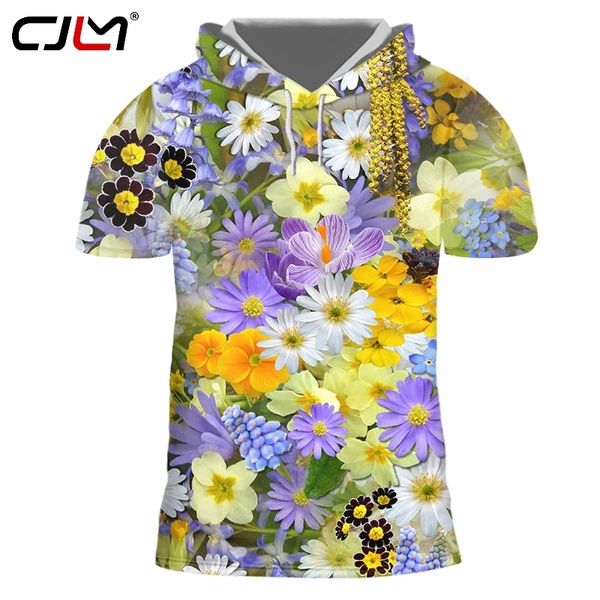 Verão homem arte manga curta o pescoço camisetas 3d impresso flores linda gota colorida 220623