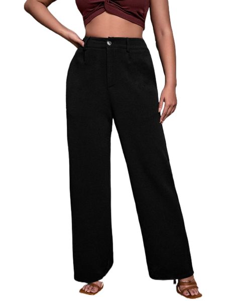 

high waist slant pockets wide leg pants r9hi#, Black;white