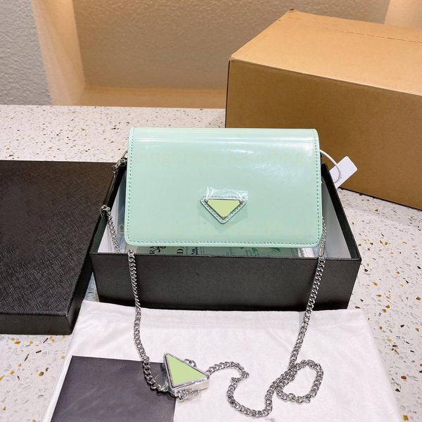 

designer bags women chain shoulder bags triangle logo crossbody bag glossy leather handbags fashion lady card wallets luxury purses