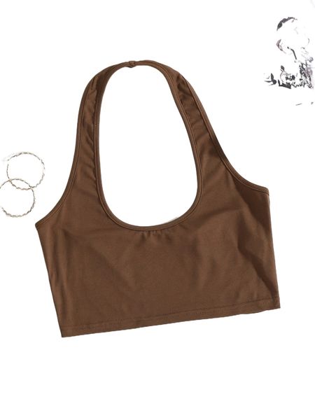 

solid crop halter 59de#, White
