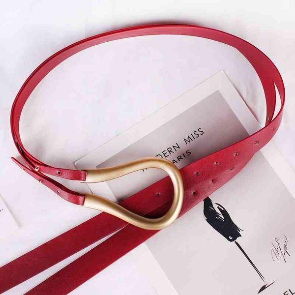 

wholale slim arc-shaped metal buckle vintage pu leather belt waist women fashion, Black;brown