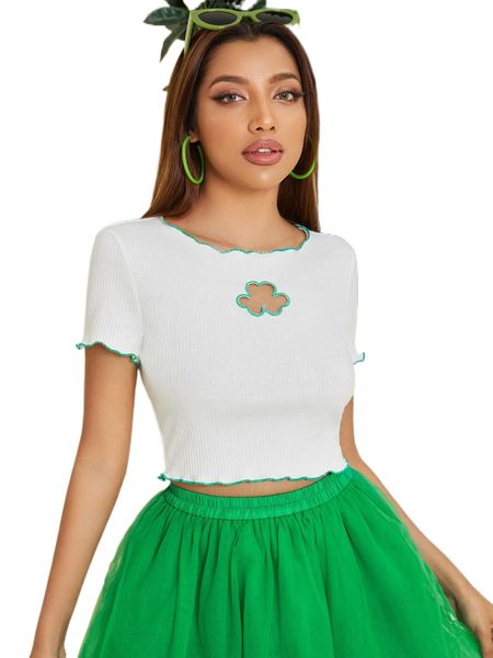 

cut out lettuce trim tee c4ey#, White