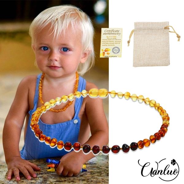 

wl classic natural amber necklace supply certificate authenticity genuine baltic ambar stone baby jewelry gift 10 color 14 33cm 220722, Silver