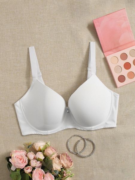 

plus plain underwire bra j28k#, Black;white