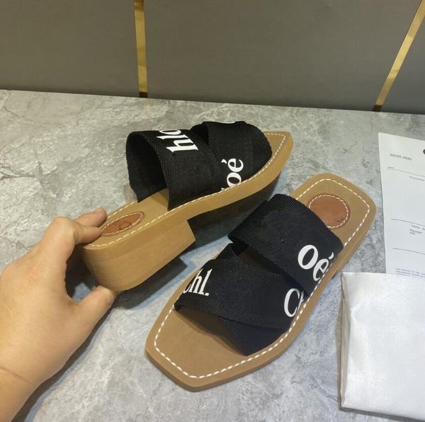 

summer fashion ladies roma slippers chunky heel sandals outer wear versatile flip flop luxury brand non-slip casual embroidered beach shoe f, Black