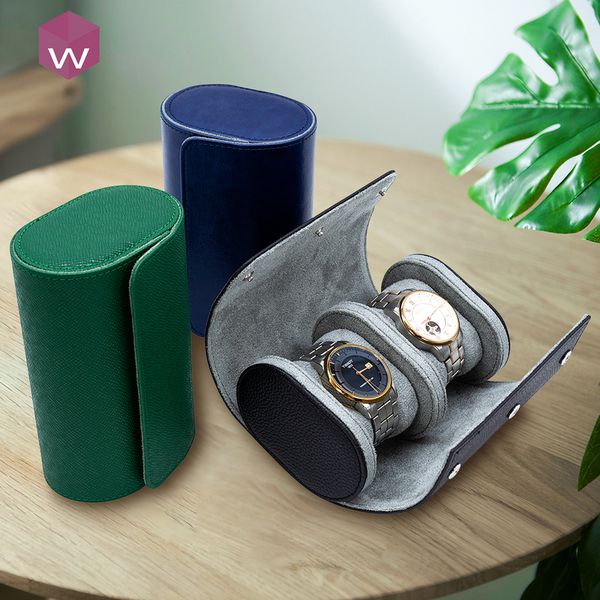 

wholesale 2 slot travel watch roll case for men 220617, Black;blue