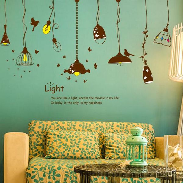Adesivos de parede brilham adesivo de lâmpada de lâmpada decoração de quarto mural papel de parede de parede de mesa decalque para cozinha