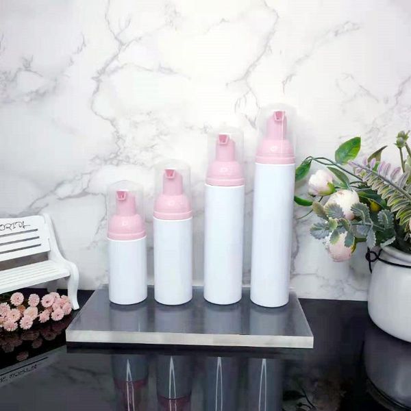 Bottiglie di stoccaggio Vasetti 12/30 / 50PCS Bottiglia di schiuma di plastica rosa bianca Bottiglia vuota Detergente per ciglia per viso Dispenser di sapone cosmetico Bottiglia di schiumaStora