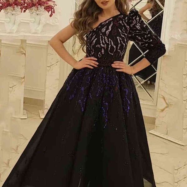 

designer women's prom dresses evening 2022 banquet temperament long black gold sprinkled annual meeting host performance dresses