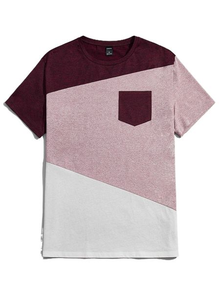 

men color block patched pocket tee d4tz#, White;black
