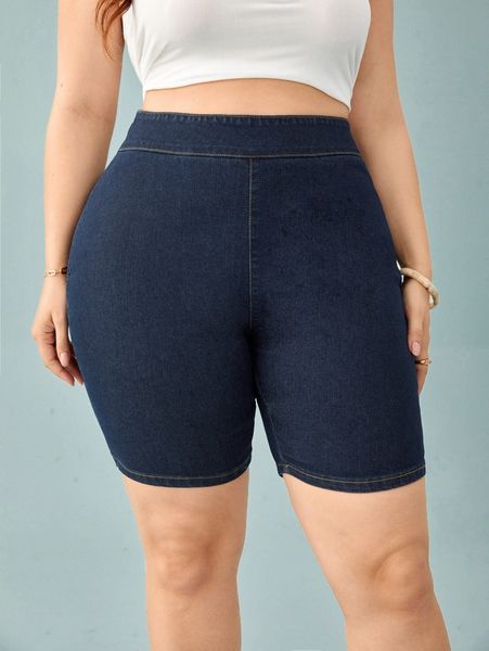 

plus high waist denim shorts a5w1#, White;black
