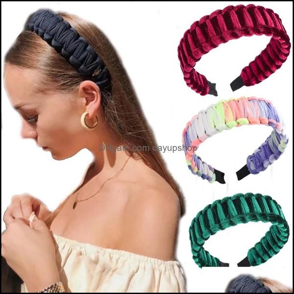 

headbands hair jewelry braided flannel headband for women winter warm band headwear soft wide hoop fashion acce dh7ie, Silver