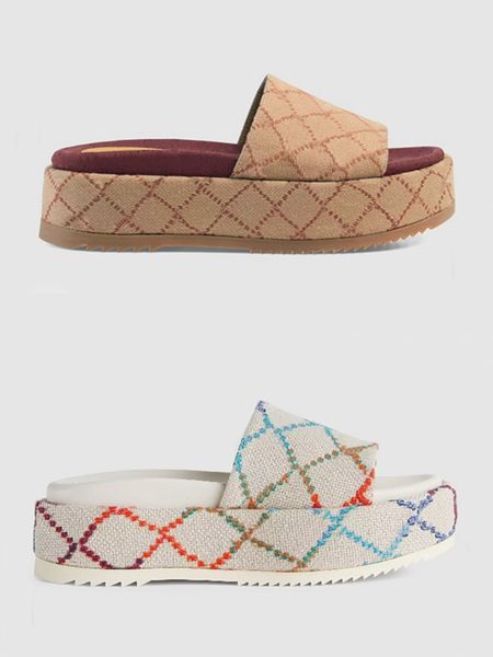 

womens brown platform slides 55mm height heel slippers street style fashion rubber sandals with box and dust bag, Black