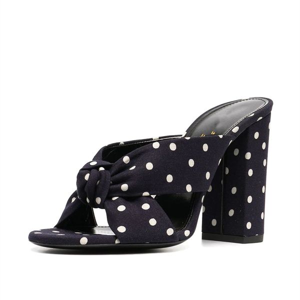 

2022 new leather sheepskin suede sandals chunky high heels pumps women slipper summer peep-toe round open toes knotted slip-on wedding cross, Black