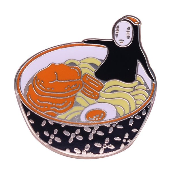 

ghibli funny spirited away enamel pin ramen bowl faceless male badge creative brooch clothes bag jacket jewelry accessories, Blue