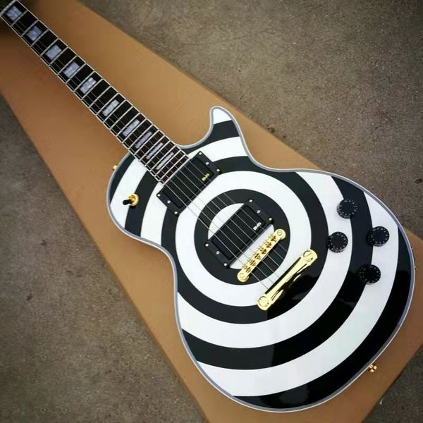 

white panel black striped electric guitar affordable price mail package home