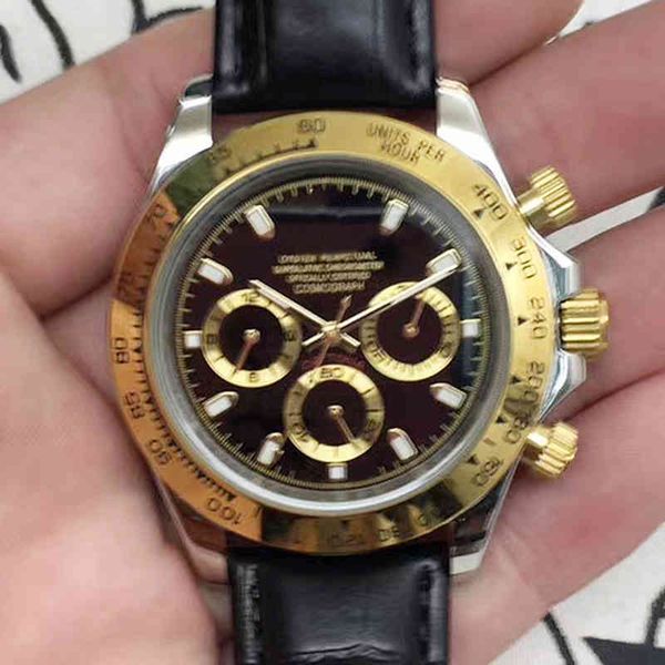 

luxury mens mechanical watch black gold six needle fully automatic dl05 geneva es for men swiss wristwatches, Slivery;brown