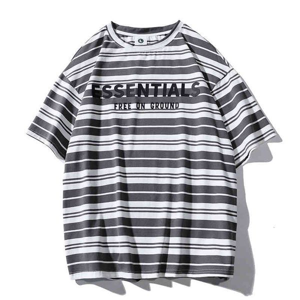 

men's fashion personality trend new short-sleeved brand wholesale essentials stripe fog short sleeve t-shirt summer couple loose soul s, White;black