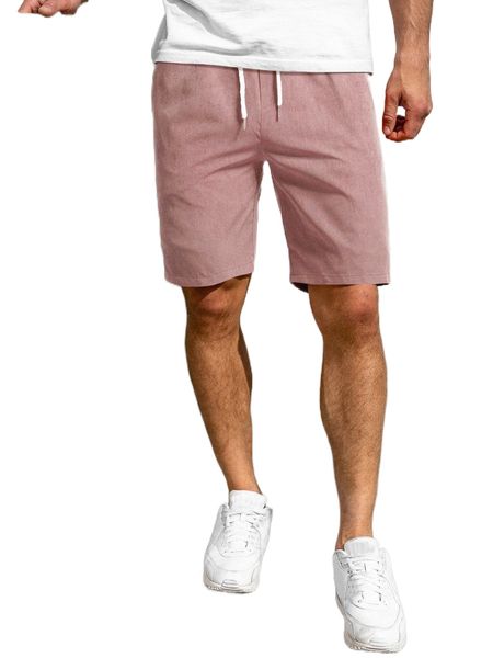 

men solid drawstring waist shorts 67sw#, White;black