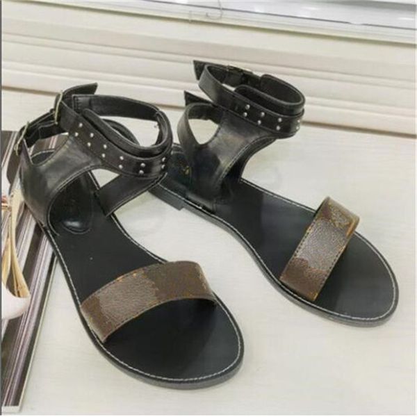 

designer classic rivet womens sandals fashion ankle high boots lady letter gladiator flat sandal summer woman shoes ladies beach roman loafe, Black