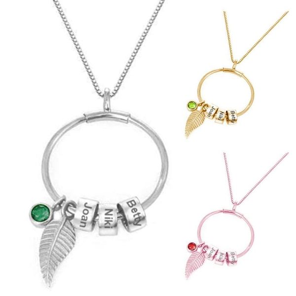 Collane con ciondolo Nome da donna con strass inciso Perline Collana con catena a foglia Gioielli GiftPendant