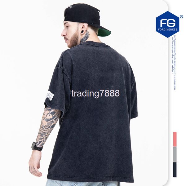 

men's t-shirts fg men's spring and summer chaopai high street used washing letter printed short sleeved t-shirt 1z17, White;black