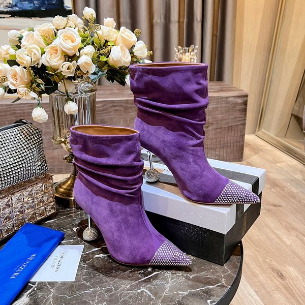 

perfect fashion aquazzura boots paris crystal ball heels shoes purple, Black