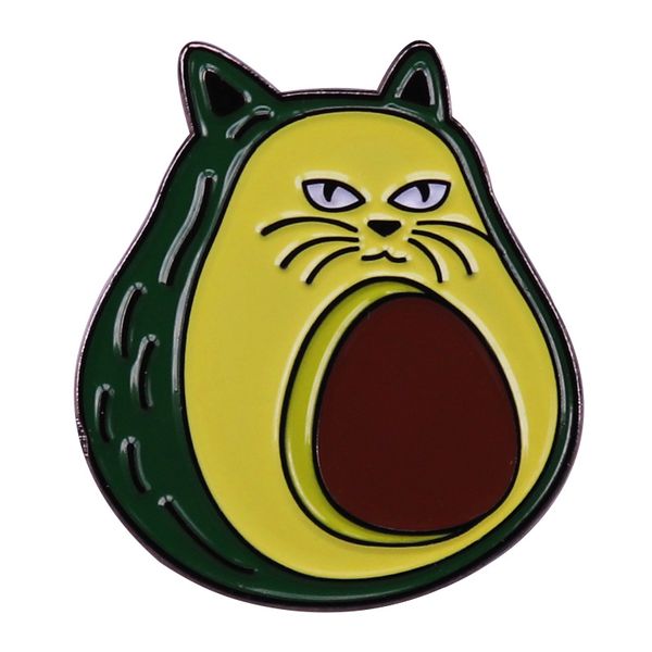 

cartoon avocado brooch buffalo cat brooch metal emblem vegetarian gift, Blue