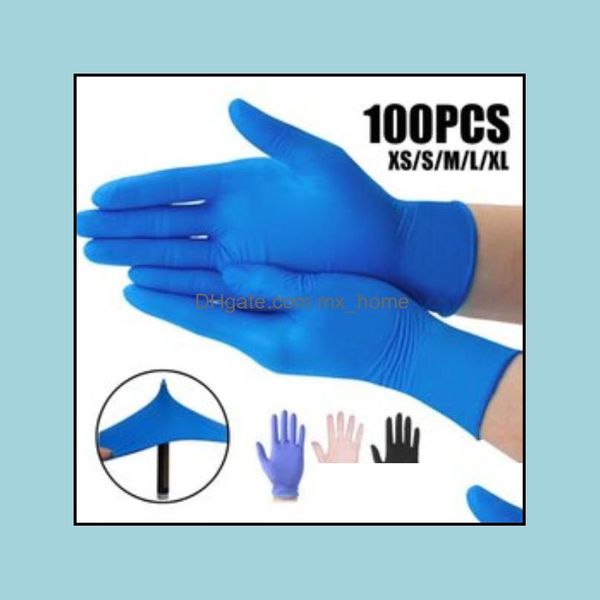 Toptan Tek Kullanımlık Nitril Eldivenler Bir Koşu Koşu PVC Gıda Çevre Dostu Pe Alerji Mutfak Bahçesi 100 PCS/PACK FY4036 DROP TESLİMİ 2021 Malzemeler K