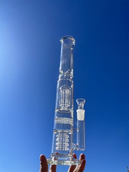 2022 16 polegadas 40 cm Clear pesado espesso de água de vidro de vidro Bongudeira ligama Filtro de peixe Filtro de tabaco Fumando Bubbler Bolgs BonGs Dab Rig Local Warehouse