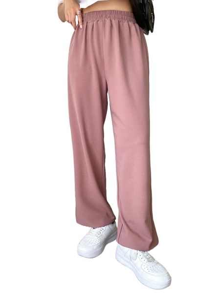 

dazy high waist solid drawstring hem pants y9ne#, Black;white