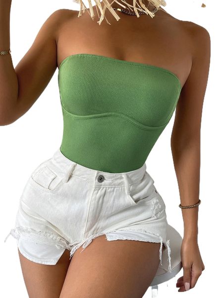 

solid rib-knit tube 84tl#, White