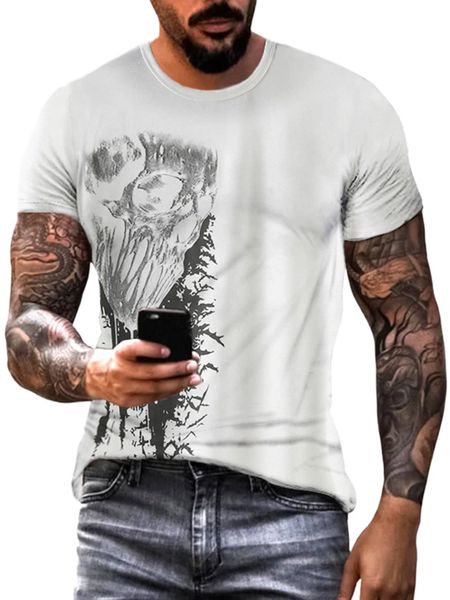 

men skull print tee k9j9#, White;black