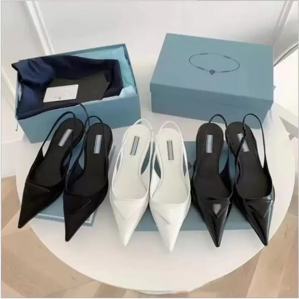 

original models p luxury designer brand pointed sandals 2022 women slingback sandals shoes leather cloth35-40, Black
