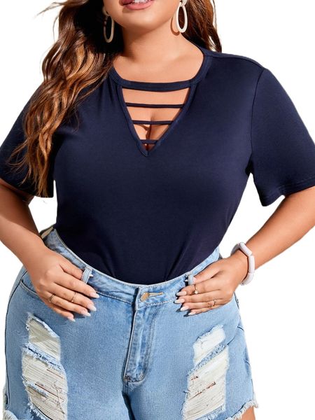

plus cut out tee d0qi#, Black