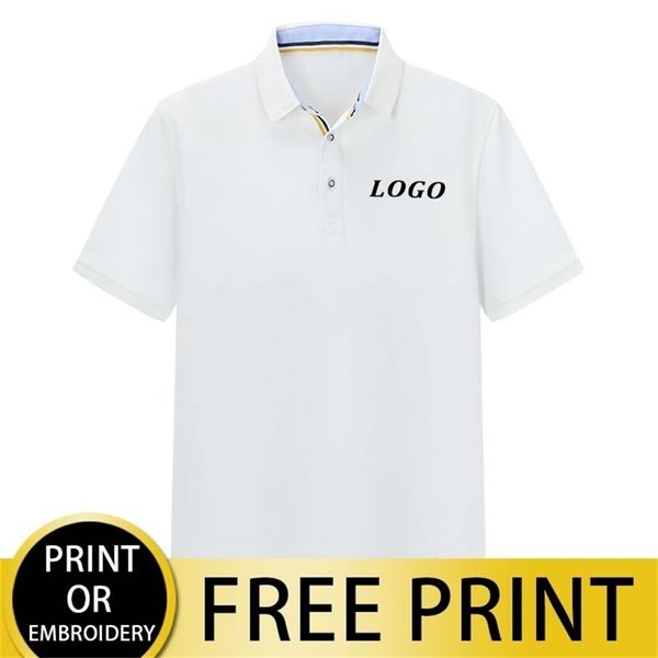 

cust high-end team office polo shirt customized company printed/embroidered text pictures fashion style with split hem 220608, White;black