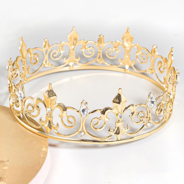 

headpieces gold round crown king queen wedding tiara bride headpiece party crystal hair accessories, Silver