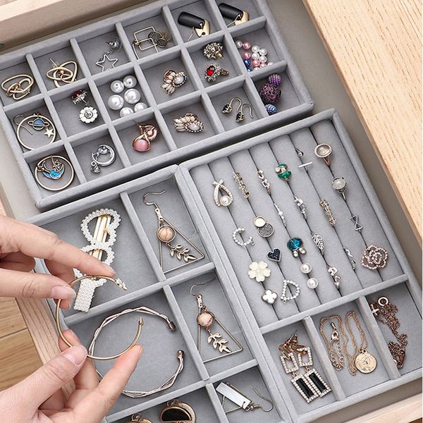 

jewelry store display tray stand pink portable jewelry storage box case ring earring organizer necklace tray 220813, Black